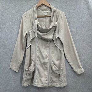 Praire Underground Trouble With Dreams Tan Jacket Adjustable Drawstrings Small